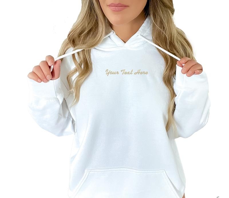 Custom Embroidered Hoodie Design, Enter Your Own Text Hoodies, Personalized Sweatshirt, Cotton Blend Unisex Longsleeves, Customized Hooded Sweater, Embroidered Text Long Sleeves Hoodie, Womenswear Comfort Sweaters, Casual Pullover Women Tops Lady