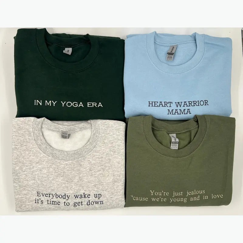 Custom Embroidered Sweatshirt, Custom Embroidered Hoodie, Personalized Crewneck, Gift for Bride, Custom Text Sweatshirt, Mother's Day Gift