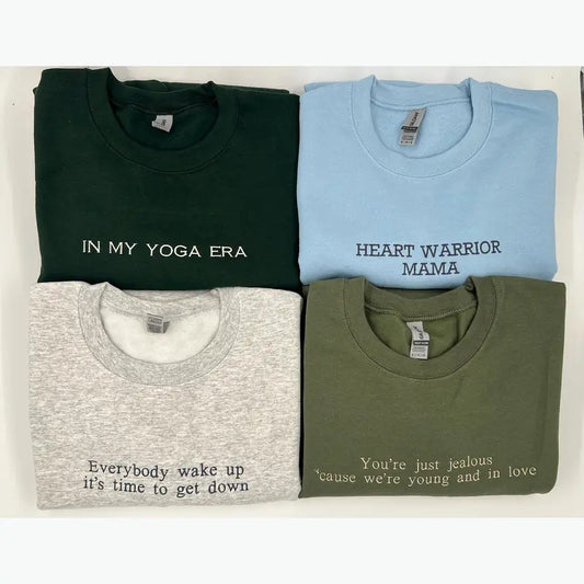 Custom Embroidered Sweatshirt, Custom Embroidered Hoodie, Personalized Crewneck, Gift for Bride, Custom Text Sweatshirt, Mother's Day Gift