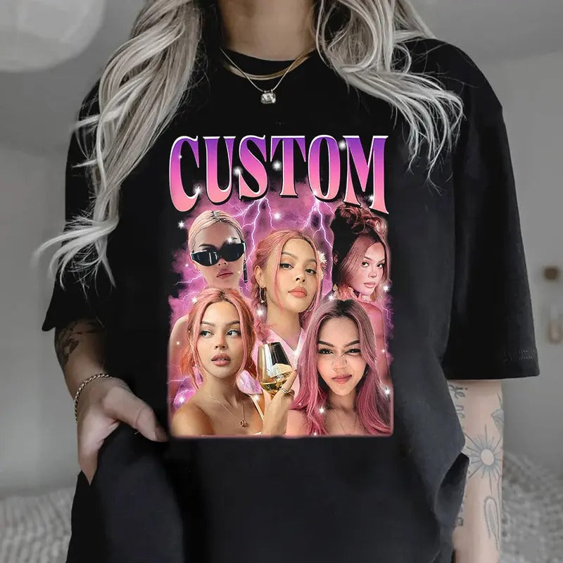 Custom Girl friend T-Shirt, Shirt With Girlfriend Face, Custom Photo Vintage Shirts, Custom Your Own Picture Idea, Top Womenswear Crewneckstyle{n002}2