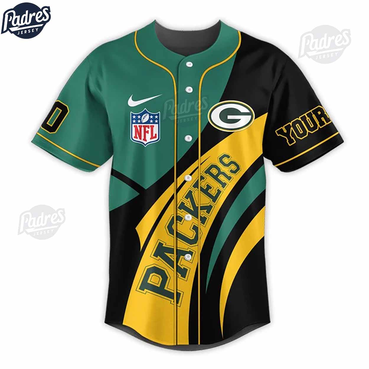 Custom Green Bay Packers NFL Baseball Jersey Style - Padres Jersey Oasis: Elevate Your Baseball Style Game