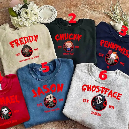 Custom Horror Movie Characters Crewneck, Scary Movie Sweatshirt, Ghostface Sweatshirt, Michael Sweater, Horror Movie Fan Tee