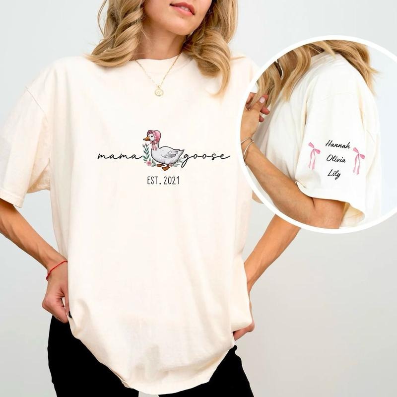 Custom Mama Goose Shirt, Silly Goose Sweatshirt, Mothers Day Shirt, Cute Mom Sweatshirt, Coquette Mama Goose Tee, Pregnancy Reveal Shirt