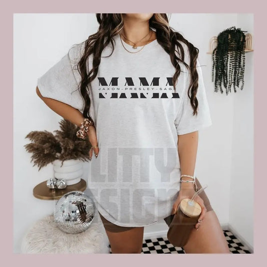 Custom Mama Shirt, Personalized Mothers Day Tshirt with Names, Gift for Mom or Grandma Crewneck T Shirt