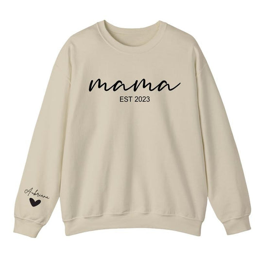 Custom Mama Sweatshirt with Name on Sleeve, Personalized Mom Sweatshirt, Mama Est 2024 Sweatshirt, Minimalist Momma Sweater, Mothers Day Shirt for Mom