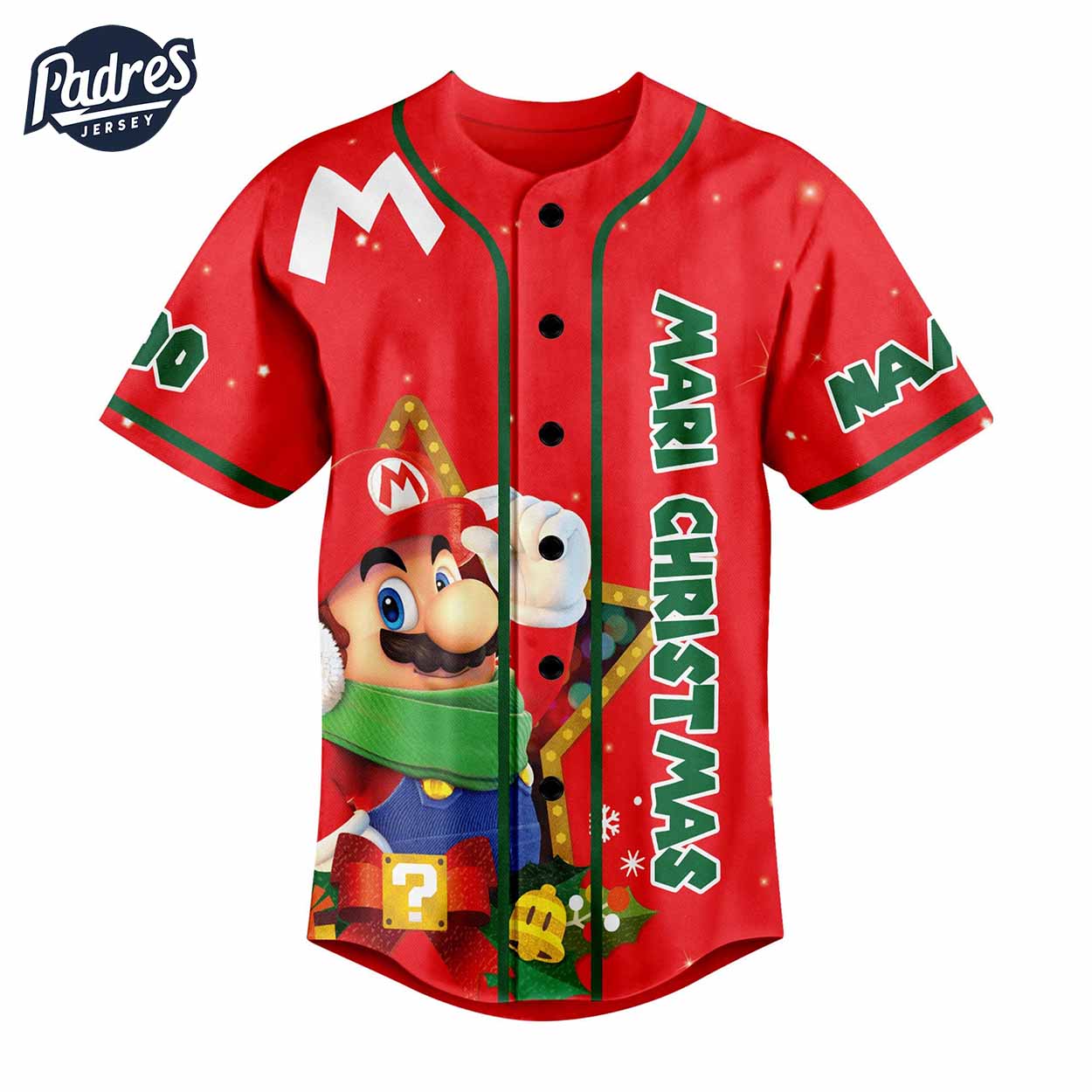 Custom Mario Christmas baseball Jersey Mari Christmas I'm Jumping Shell When Jingle Bell - Padres Jersey Oasis: Elevate Your Baseball Style Game