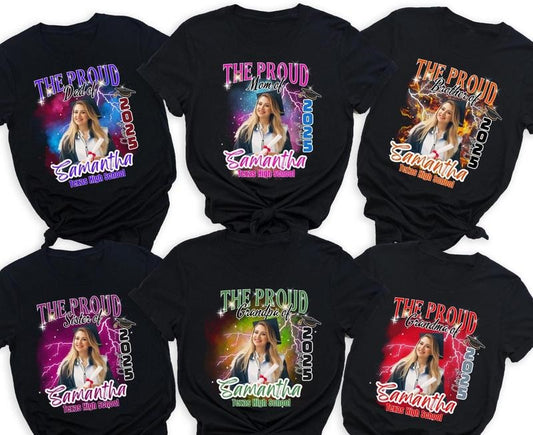 Custom Matching Graduation Family Shirts, Class of 2025, Custom Photo T-shirts, Proud Mom Dad Brother Sister Baby Grandma Grandpa of Graduate Gift