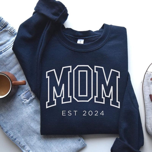 Custom Mom Sweatshirt, Mama Est 2024 Sweatshirt, Gift for Mom, Pregnancy Announcement, Cool Mom Sweatshirt, New Mom Gift, Mother's Day Womenswear Hoodie style 02