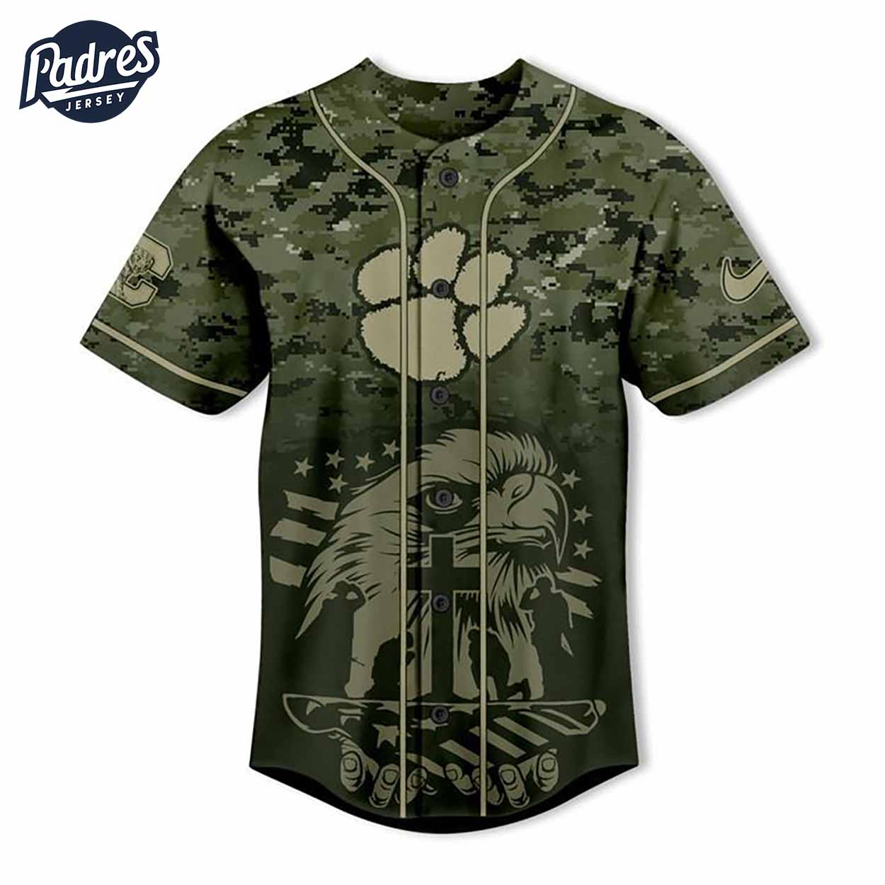 Custom NCAA Clemson Tigers Eagle Camo Baseball Jersey - Padres Jersey Oasis: Elevate Your Baseball Style Game