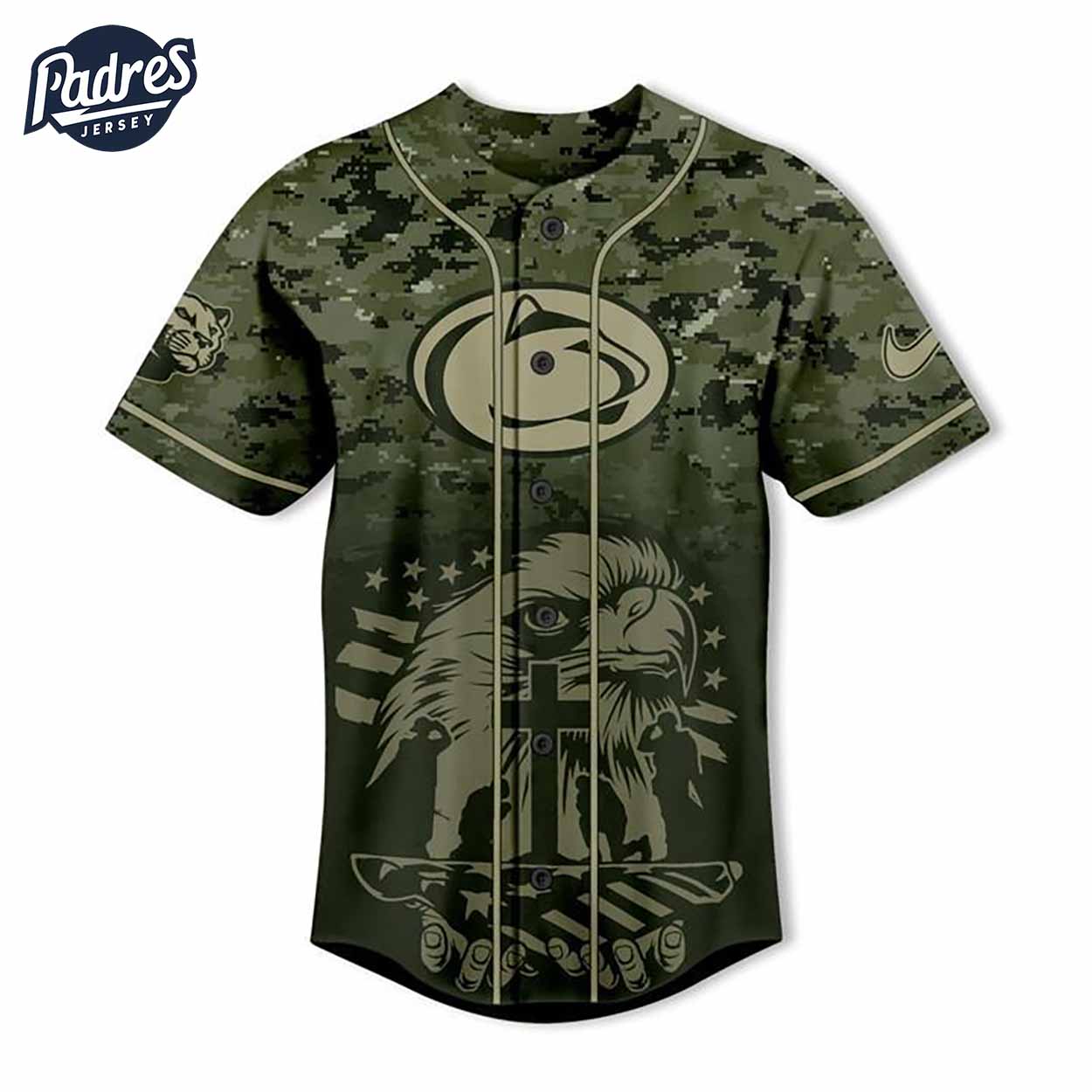 Custom NCAA Penn State Nittany Lions Eagle Camo Baseball Jersey - Padres Jersey Oasis: Elevate Your Baseball Style Game