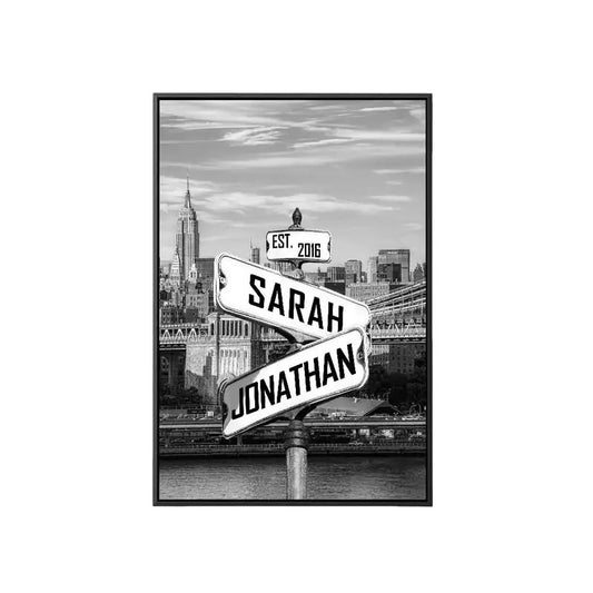Custom Name New York Retro Street Sign Canvas Print, Custom Gift For Anniversaries Weddings, Poster Prints No Frame, Custom Name, Wall Decoration, Gifts For Birthday Christmas Anniversary