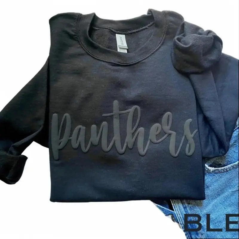 Custom Name Puff Print Crewneck Sweatshirt, Hoodie, T-shirt