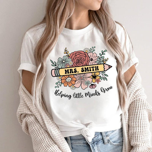 Custom Name Teach them Love them Watch Them Grow Shirt, Wildflower Teacher Shirt, Kindergarten Teacher Gift, Teacher Appreciation Gift 7G97Z