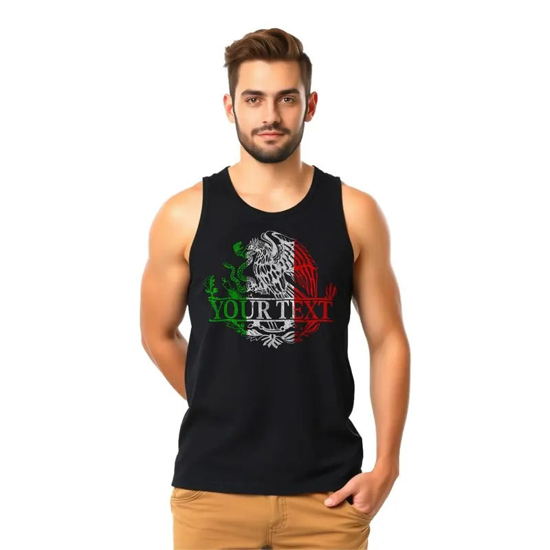 Custom Personalized Mexican Flag Eagle Men Tank Shirt Casual Classic