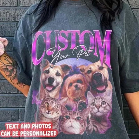 Custom Pet Shirt, Custom Vintage T Shirts, Vintage 90s Rap T Shirt, Custom Bootleg Rap Tee, Vintage dog shirt, Custom Dog Shirt, Dog t shirt Top Womenswear