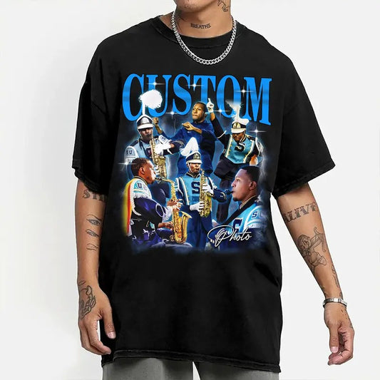Custom Photos Shirt - Vintage Graphic 90s T-Shirt with Custom Bootleg Rap Tee, Oversized Casual Crewneck, Custom Your Own Design
