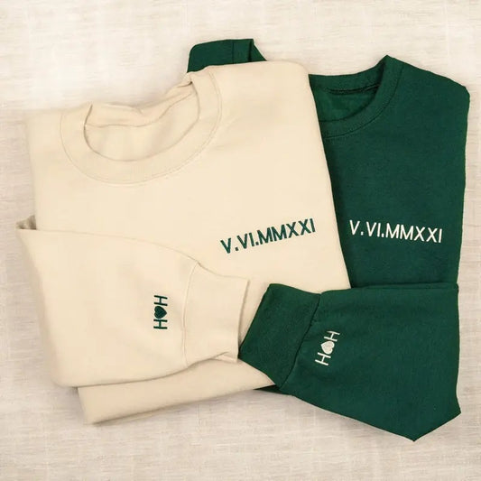 Custom Roman Numeral sweatshirts Perfect Gift for Couples Anniversary and birthdays Cotton Fabric