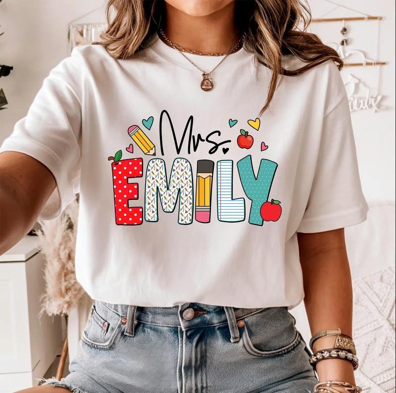 Custom Teacher Shirt, Teacher Name Shirt, Teacher Gifts Personalized, Teacher Appreciation Gifts, Back to School Shirt, Gift for Teacher Top Womenswear