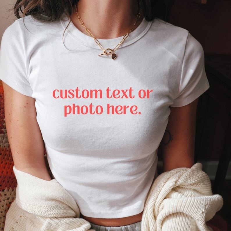 Custom Text Baby Tee y2k, Trendy 90s Vintage Tee,Custom Y2K Fashion, Baby Tee, Custom 90s Top, Custom text y2k Shirt, Custom y2k outfit