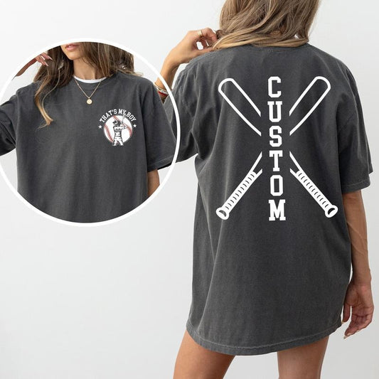 Custom That's My Boy Baseball Mom Comfort Colors Shirt, Personalized Baseball Mom Gift, Sport Mom T-shirt, Game Day Graphic Tee, Gift For Sport Mama