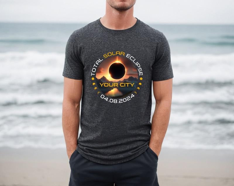Custom Total Solar Eclipse Shirt, City State Eclipse 4.8.2024 Shirt