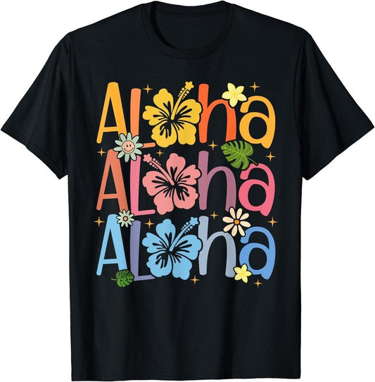 Cute Aloha Hawaiian Summer Vacation Shaka Hibiscus T-Shirt | Unisex Cotton Tee Gift, Crewneck, Short Sleeve