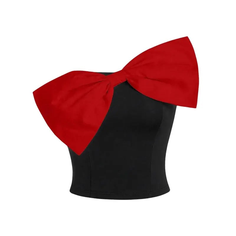 Cute Bow Tube Top  Going Out Cropped Tops Fashion Sleeveless Strapless Tops
