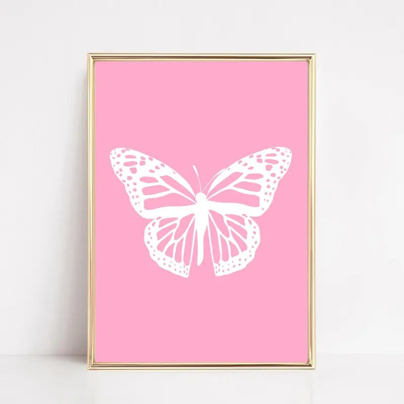 Cute Butterfly Line Drawing Wall Print, Butterflies Art, Preppy Poster, Aesthetic Poster, College Dorm Decor, Poster Prints No Frame, Gifts For Girls Wall Art, Wall Art Home Decor, Large Wall Art, Gifts For Birthday Christmas Xmas Artwork Landscape
