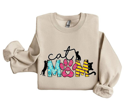Cute Cat Mom Sweater, Cat Lover Sweater, Mothers Day Shirt, Gift For Pet Mom Sweater, Unisex Sweatshirt, Gifts For Mother Mommy From Daughter Son, Long Sleeve Crewneck Tee, Mom Gifts Sweater, Gifts For Birthday
