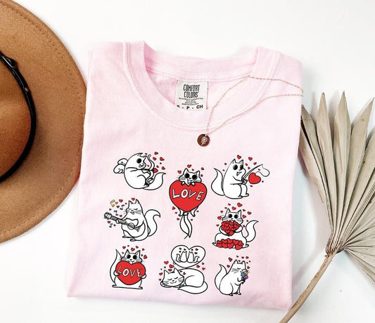 Cute Cat Valentines Shirt, Cat Lover Valentines Gift, Teachers Valentines Day Tee, Cat Mom Gift, Valentines T-Shirt, Gifts For Family, Unisex Short Sleeve Tee Shirt, Valentine Gifts, Gifts For Valentines Day Vday Fit Top Womenswear Comfortable