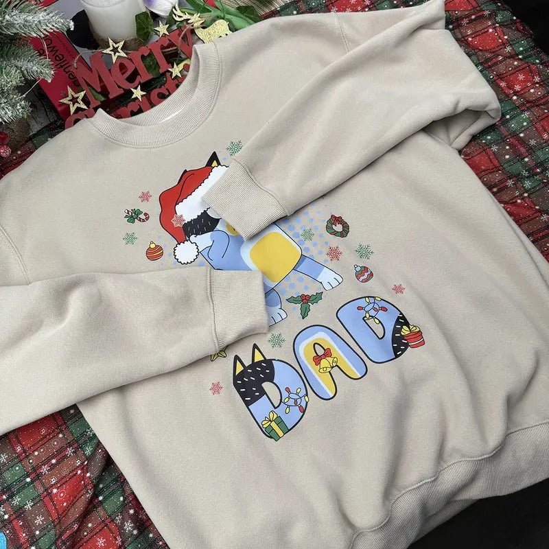 Cute Christmas Dad Crewneck Sweatshirt, Christmas Family Matching Shirt, Christmas 2024 Gifts