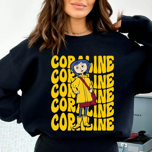 Cute Coraline T-Shirt, Spooky Movie Halloween Shirt, Halloween Coraline Tee, Spooky Coraline Doll Sweatshirt, Coraline Movie Retro Shirt