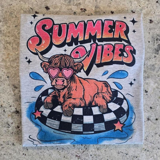 Cute Cow Summer Vibes Summer Graphic Tee