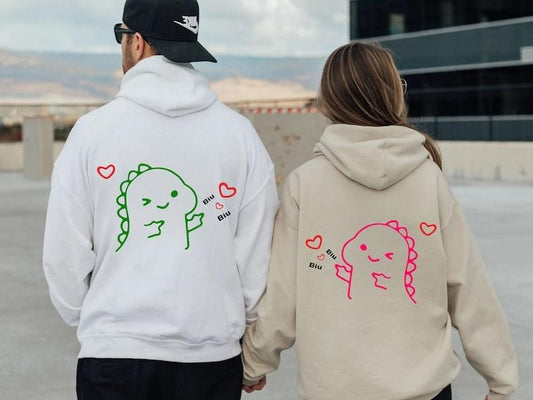 Cute Dinosaur Couple Hoodie, Couples Gifts Valentines Day, Cute Dinosaur Matching Hoodie, gift for couple, Gift For Lovers, trendy  Hoodie and Sweater; T-shirt