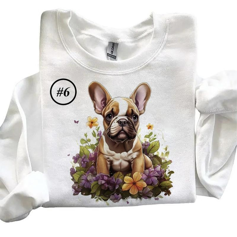 Cute Flowers Dogs all Funny Sweatshirts Hoodie Tropical Dog Watercolor Summer T-shirt Unisex Hunting Season, 4th of July 1 Cotton Womenswear