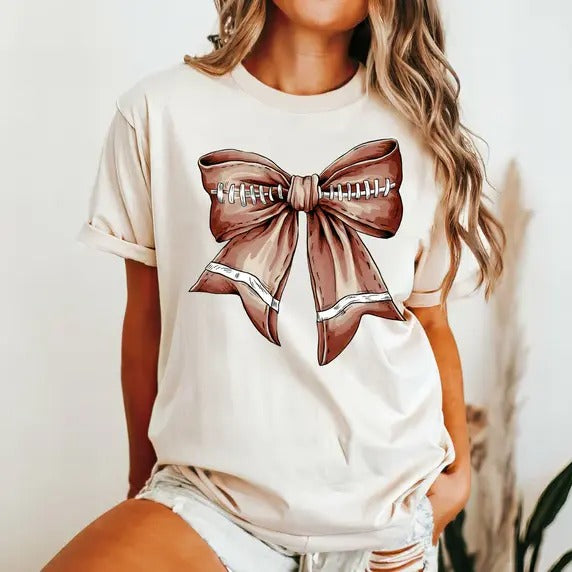 Cute Football Mama Shirt, Gift For Football Mom, Football Lover Tee With Bows, Football Season Mom Gift, Team Player Gift, Unisex Short Sleeve Tee Shirt