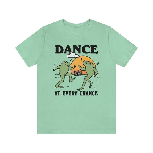 Cute Frog Dance Tshirt, Postive Quote Tee, Trendy Froggy T Shirt, Retro Cottagecore Tee, Unisex T-Shirt, Gifts For Friends Bff, Short Sleeve Tee Shirt, Women Gifts, Gifts For Birthday Mothers Day Christmas Fit Top Womenswear Comfortable