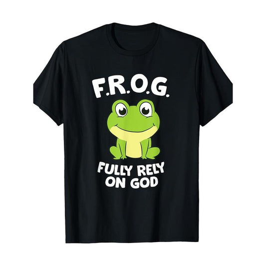 Cute Frog Fully Rely On God Christian Frog T-Shirt made in usa