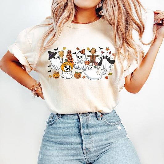 Cute Ghost Halloween halloween Fall Shirt Design Fall Halloween spooky Season Halloween Pumpkin TK43GN