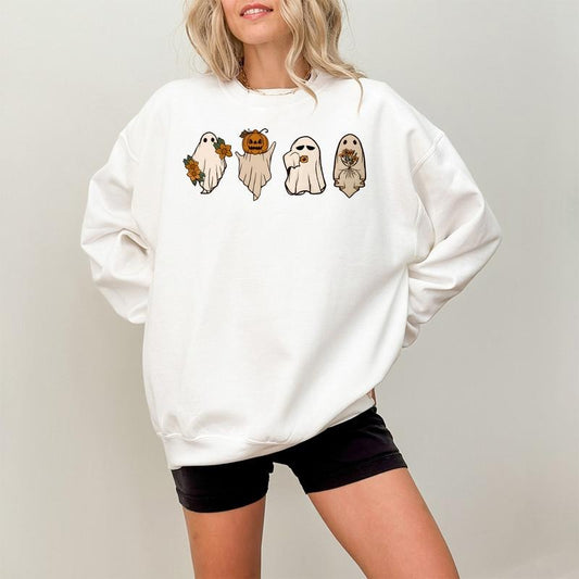 Cute Ghost Sweatshirt, Ghost Shirt, Floral Ghost Halloween Shirt, Retro Halloween Shirt, Spooky Season, Ghost Pumpkin Shirt, Fall Halloween Graphic Shirt