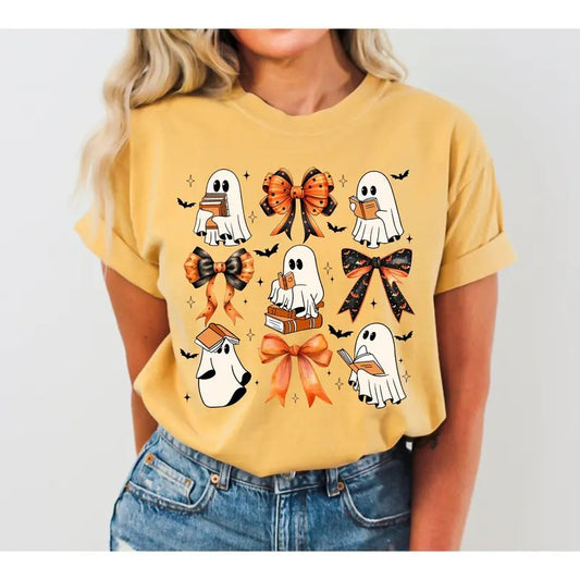 Cute Ghosts, Book Lover, Western, Witch, Aesthetic, Meme, Halloween, Costume, Tshirt, Women's Comfort Colors Tshirt, Halloween Tee, Witch, Spooky, Ghost