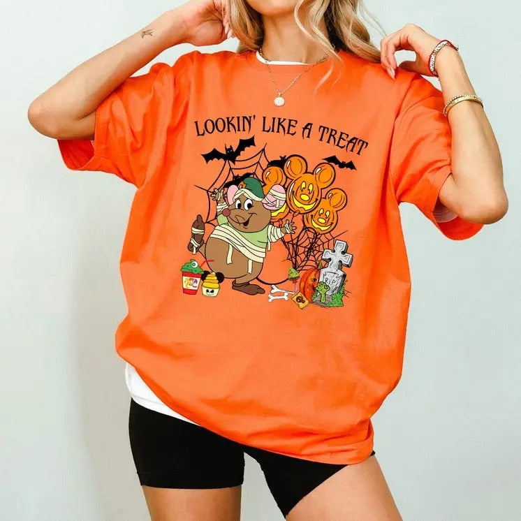 Cute Gus Mouse Looking Like A Treat T-shirt, Cinderella Halloween Shirt, Mummy Gus Spooky Balloon Tee, Mickey's Not So Scary Party