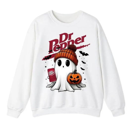 Cute Halloween Boo Dr Pepper Drinking Soda Lovers Unisex Cotton Sweatshirt for men and women