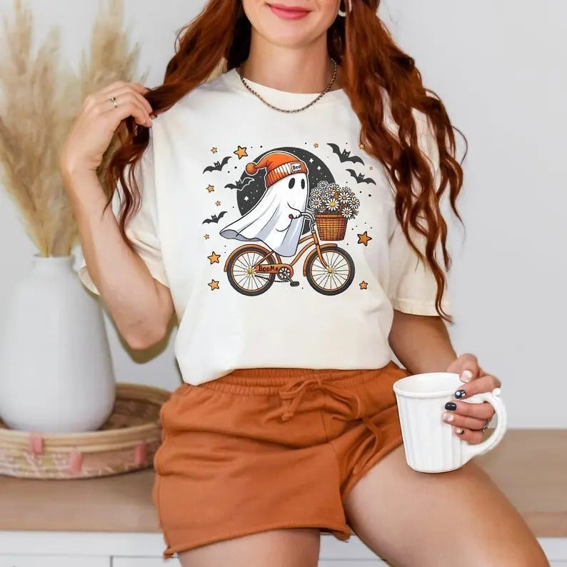 Cute Halloween Ghost Shirt, Halloween Women's Shirt, Fall Shirt, Halloween Party Shirt, Spooky Season Shirt, Autumn Shirt Top Womenswear