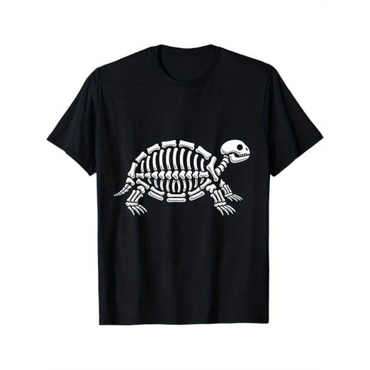 Cute Halloween Turtle Skeleton Tortoise Fossils Archeologist Men Women T - Shirt, 100% Cotton, Gifts for Friends Who Love Archaeology, S - XXXL, Black made in usa