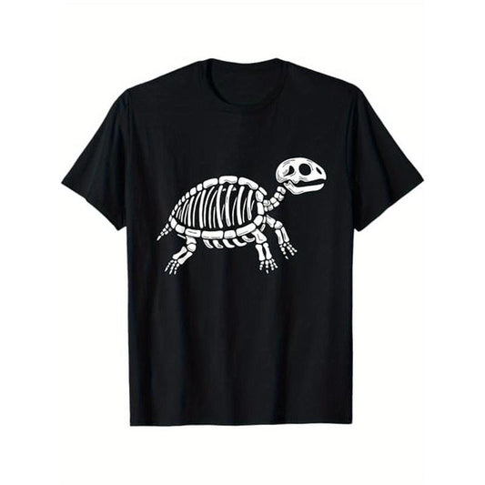 Cute Halloween Turtle Skeleton Tortoise Fossils Archeologist Men Women T - Shirt, 100% Cotton, Gifts for Friends Who Love Archaeology, S - XXXL, Black made in usastyle{n002}2