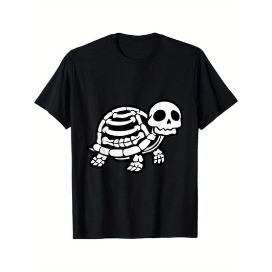 Cute Halloween Turtle Skeleton Tortoise Fossils Archeologist T - Shirt, 100% Cotton, Gifts for friends who like archeology, S - XXXL, Black made in usa