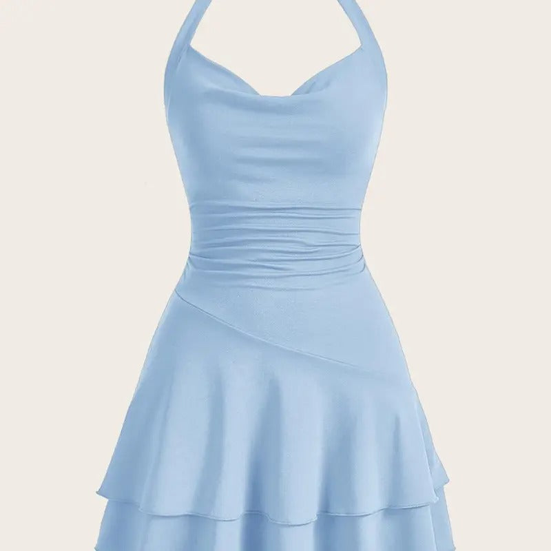 Cute Halter Mini Dresses for Women Summer  Club Party Backless Short Sundress