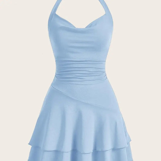 Cute Halter Mini Dresses for Women Summer  Club Party Backless Short Sundress