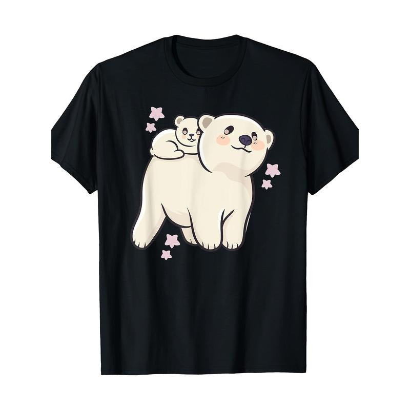 Cute Kawaii Anime - Polar Bear Baby Mother - Kawaii Japanese T-shirt -100% Cotton Made in USA